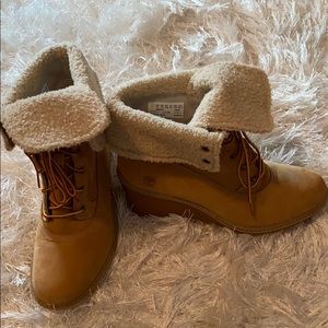 Tan Timberland Wedge Boots